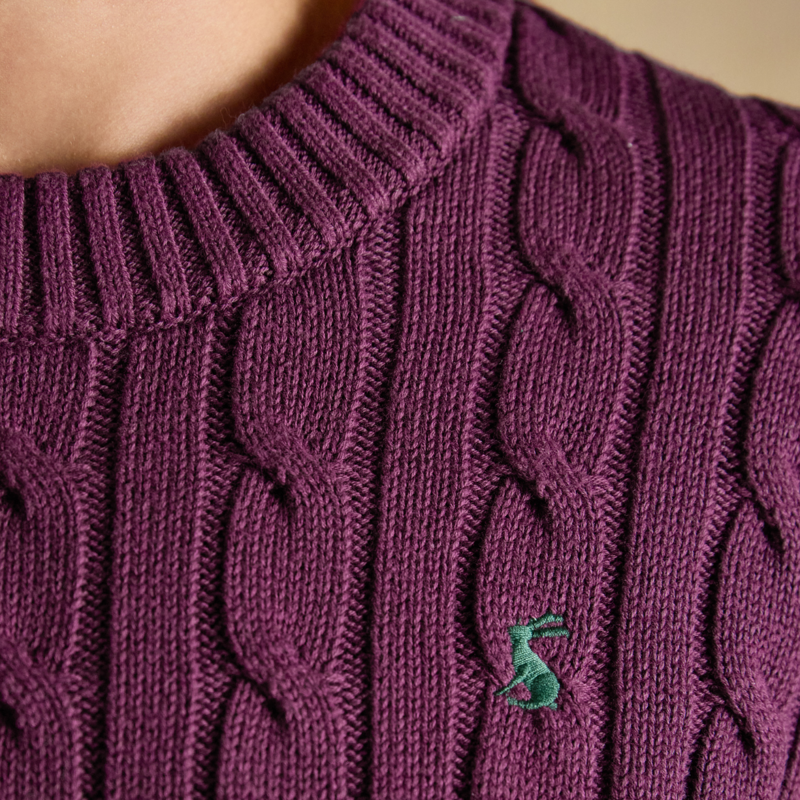 Joules Ladies Classic Cable Jumper - Wine-4