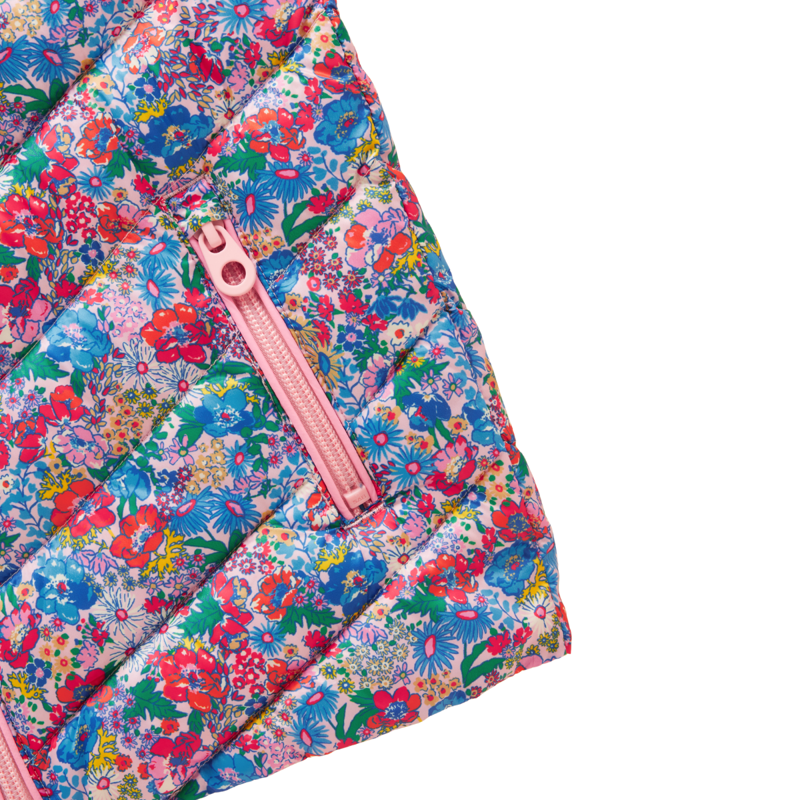 Joules Girls' Crofton Showerproof Gilet - Pink Ditsy-3