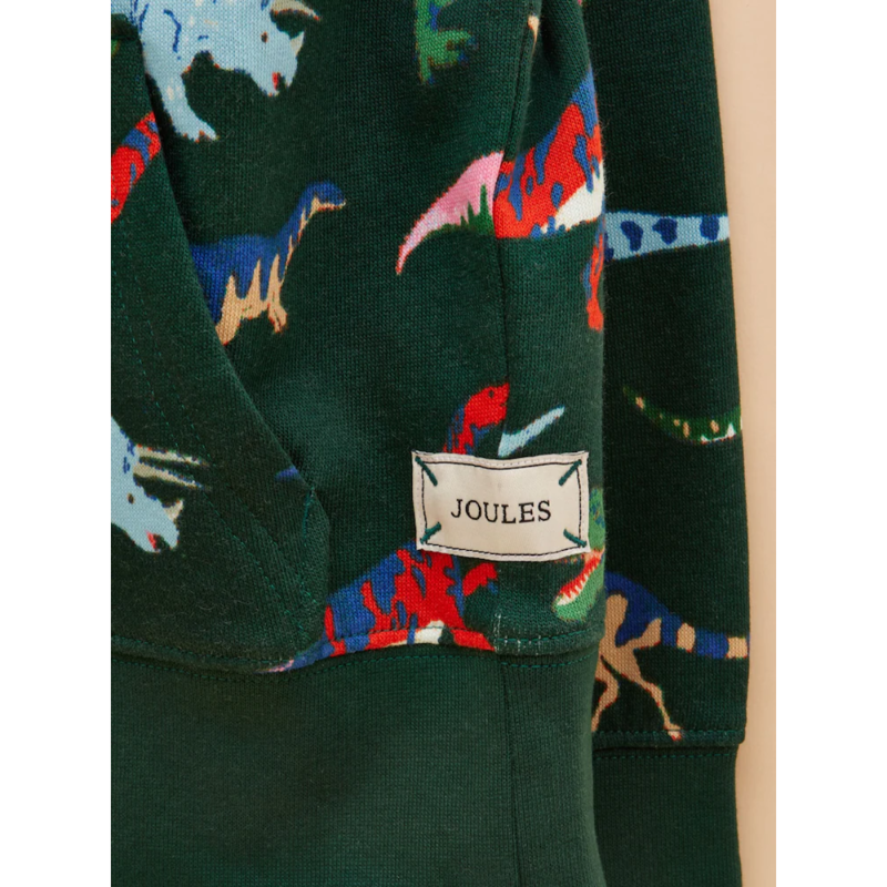 Joules Boys' Alfie Quarter Zip Sweatshirt - Green Dino-3