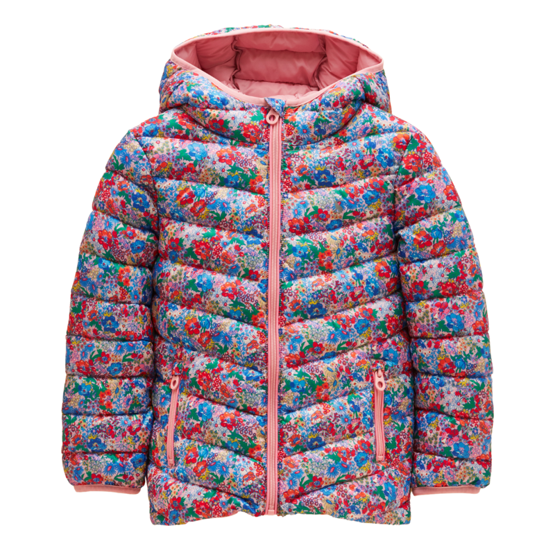 Joules Girls' Cairn Showerproof Padded Coat - Pink Ditsy