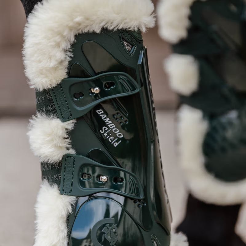 Kentucky Vegan Sheepskin Tendon Boots Bamboo Shield - Dark Green-3