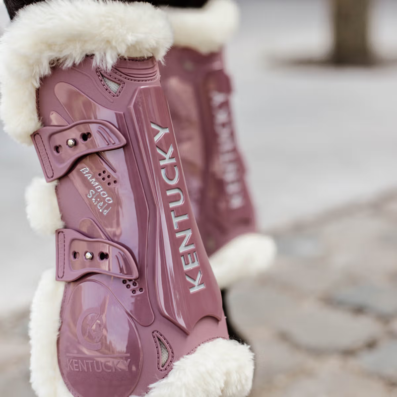 Kentucky Vegan Sheepskin Tendon Boots Bamboo Shield - Old Rose-3