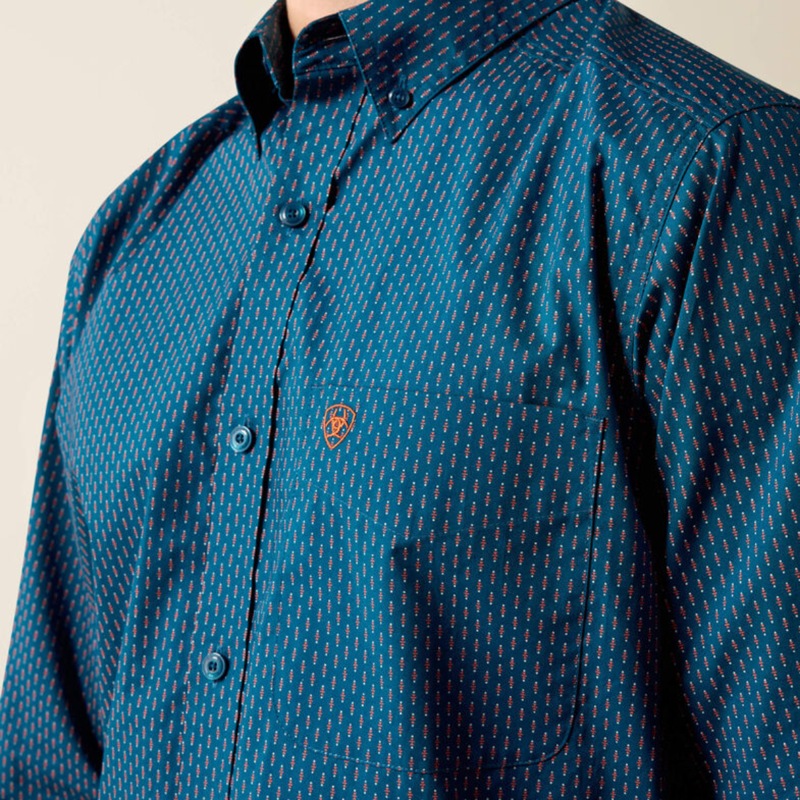Ariat Men's Claude Fitted Shirt - Sailor Blue Micro Geometric Print-3