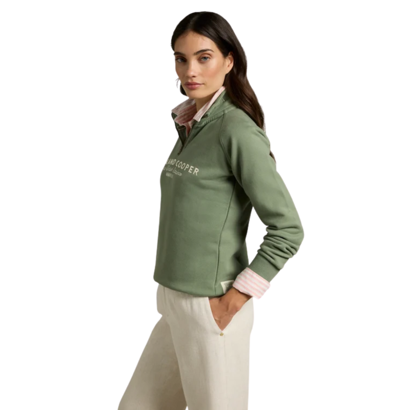 Holland Cooper Sporting Goods Zip Henley - Sage-3