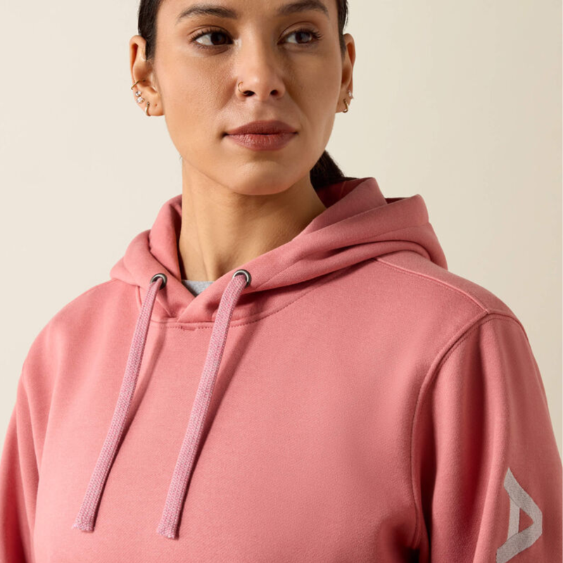 Ariat Women's Rebar Workman Graphic Hoodie - Dusty Rose Heather/Cloud Grey-3