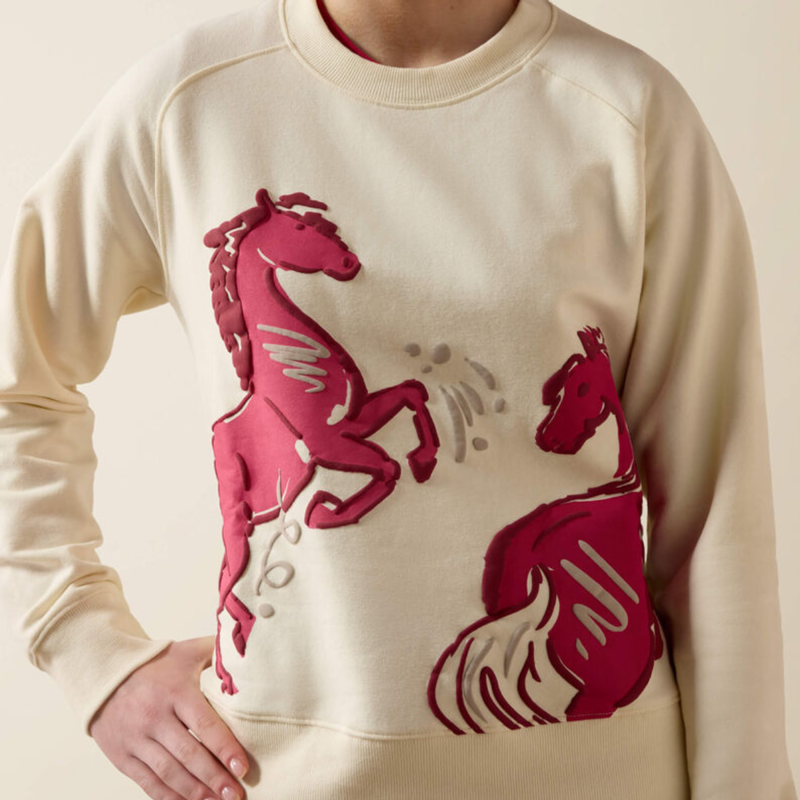 Ariat Youth Martine Sweatshirt - Antique White Let's Play-3