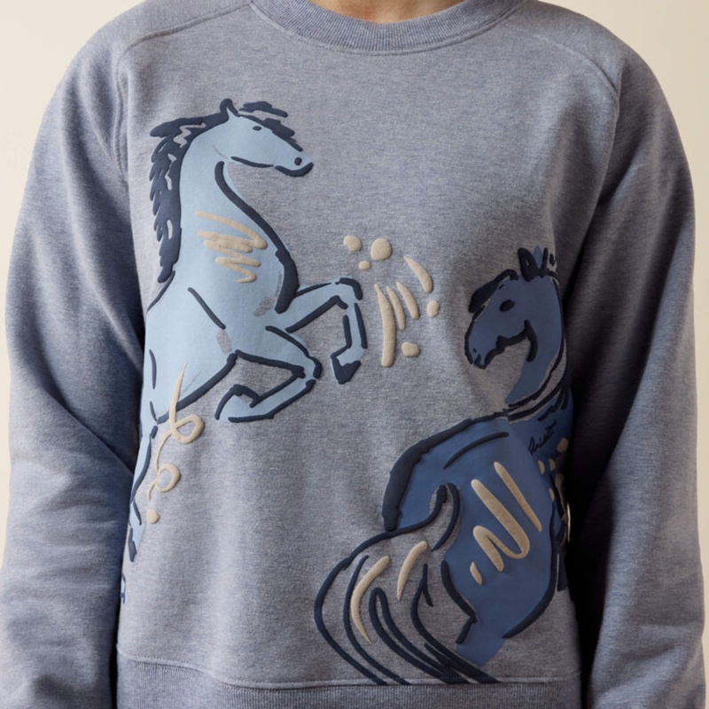 Ariat Youth Martine Sweatshirt - Blue Grey Let's Play-2