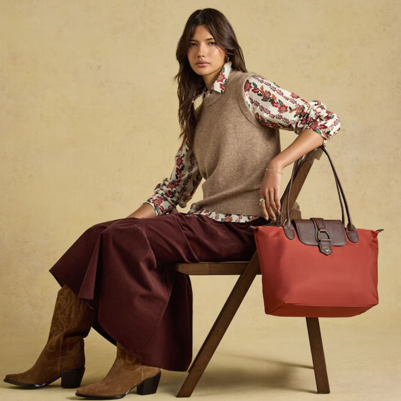 Joules Edie Zip Top Shopper Bag - Rust Orange-3