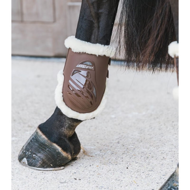 Kentucky Vegan Sheepskin Fetlock Boots Elastic - Brown-3