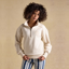 Joules Ladies Racquet Embroidered Quarter Zip Sweatshirt - Oatmeal