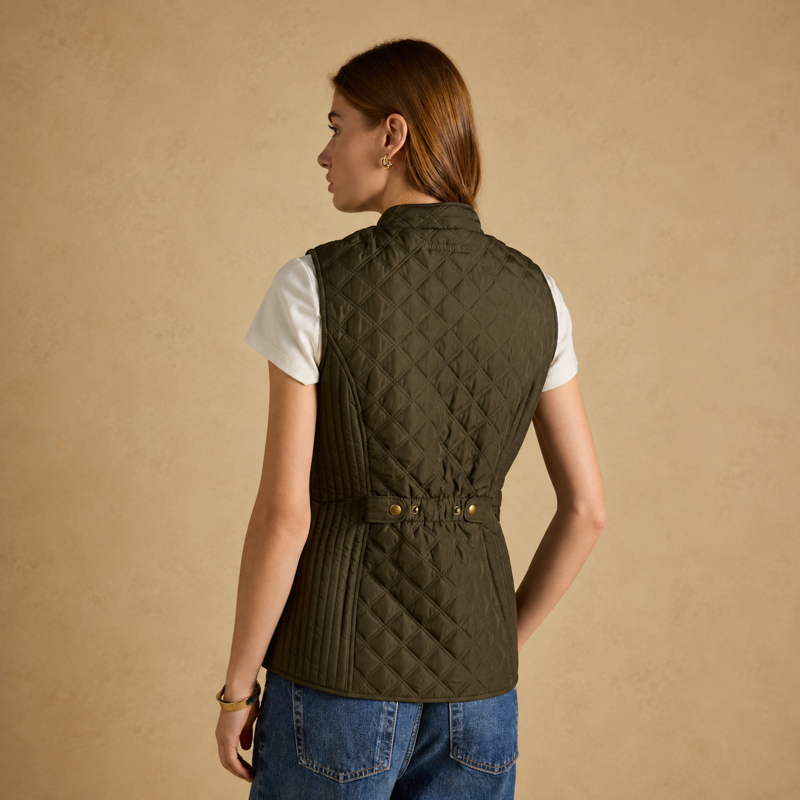 Joules Ladies Minx Showerproof Diamond Quilted Gilet - Rosemary Green-1
