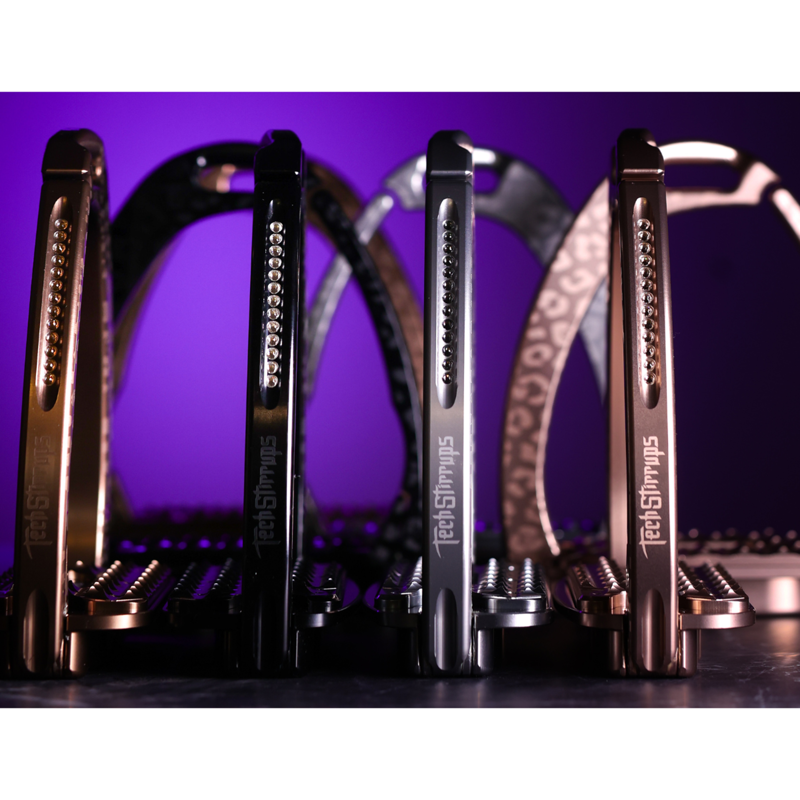 Tech Stirrups Children's Venice Sloped Evo Swarovski Safety Stirrups Untamed Collection Leopard Stirrups - Black/Crystal-7