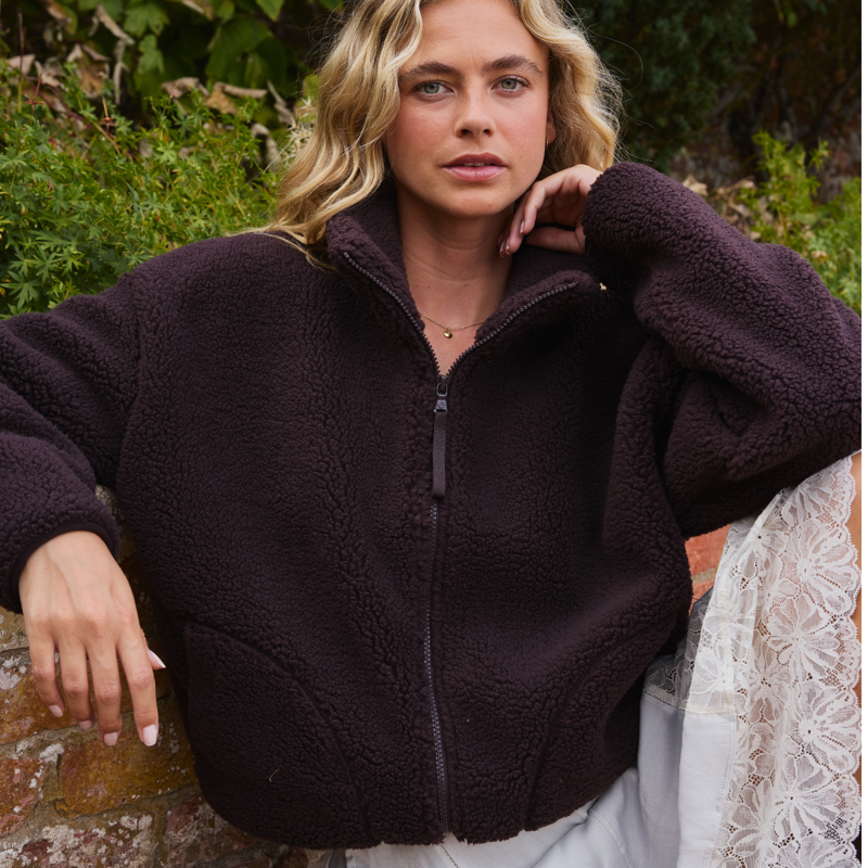 Gym + Coffee Women's Industry Fleece High Collar Jacket - Mocha Bean-5
