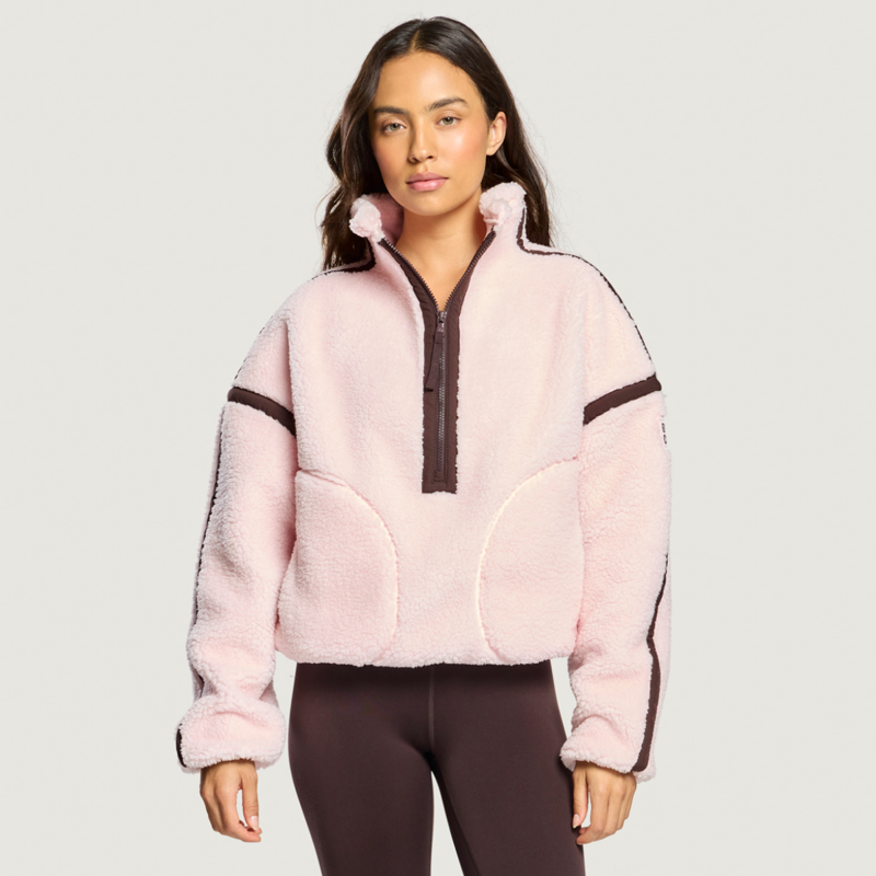 Gym + Coffee Women's Industry Fleece Half Zip - Ballet Pink-5