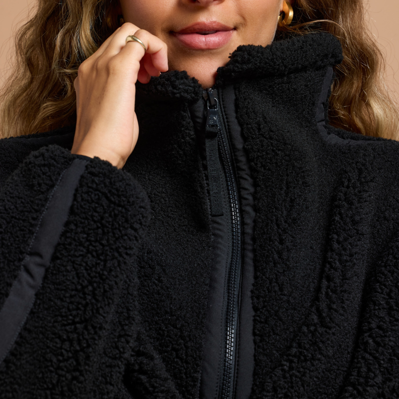 Gym + Coffee Women's Industry Fleece Half Zip - Deep Black-9