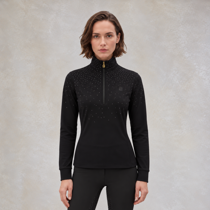 Holland Cooper Studland Crystal Long Sleeve Base Layer - Black