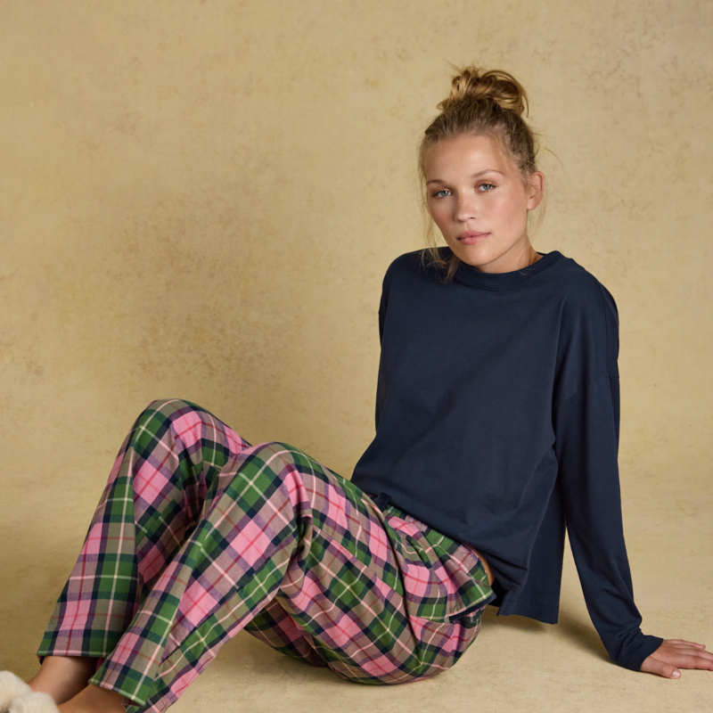 Joules Ladies Long Sleeve Pyjama Top - Navy-3
