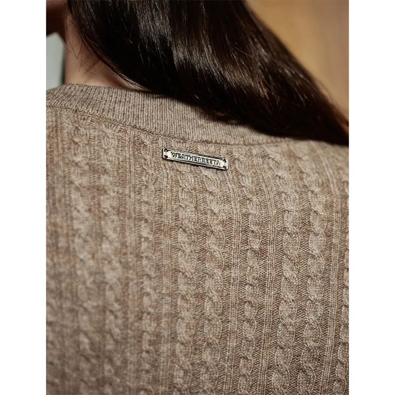 WeatherBeeta Cable V-Neck Pullover - Taupe Marle-5