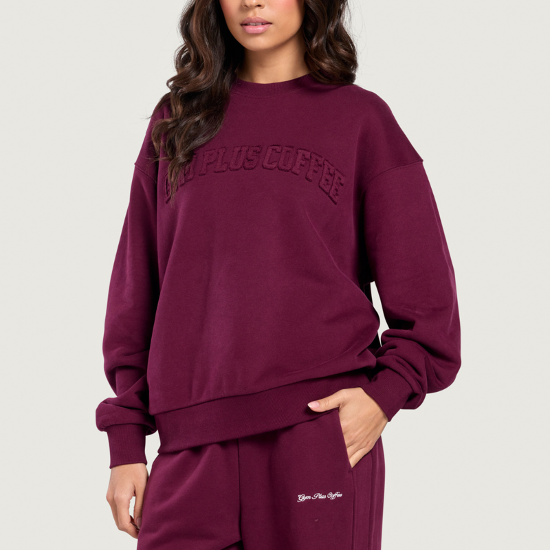Gym + Coffee Women's Daily Relaxed Fit Crewneck - Cherry Crush-2