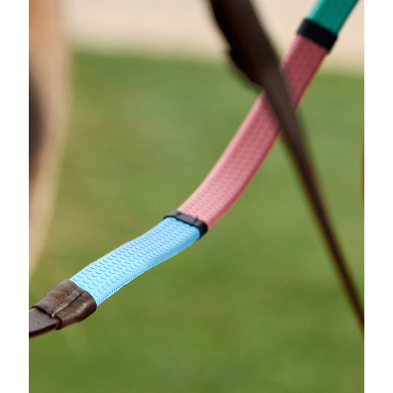 Dublin Pastel Rainbow Reins - Brown/Multi-3