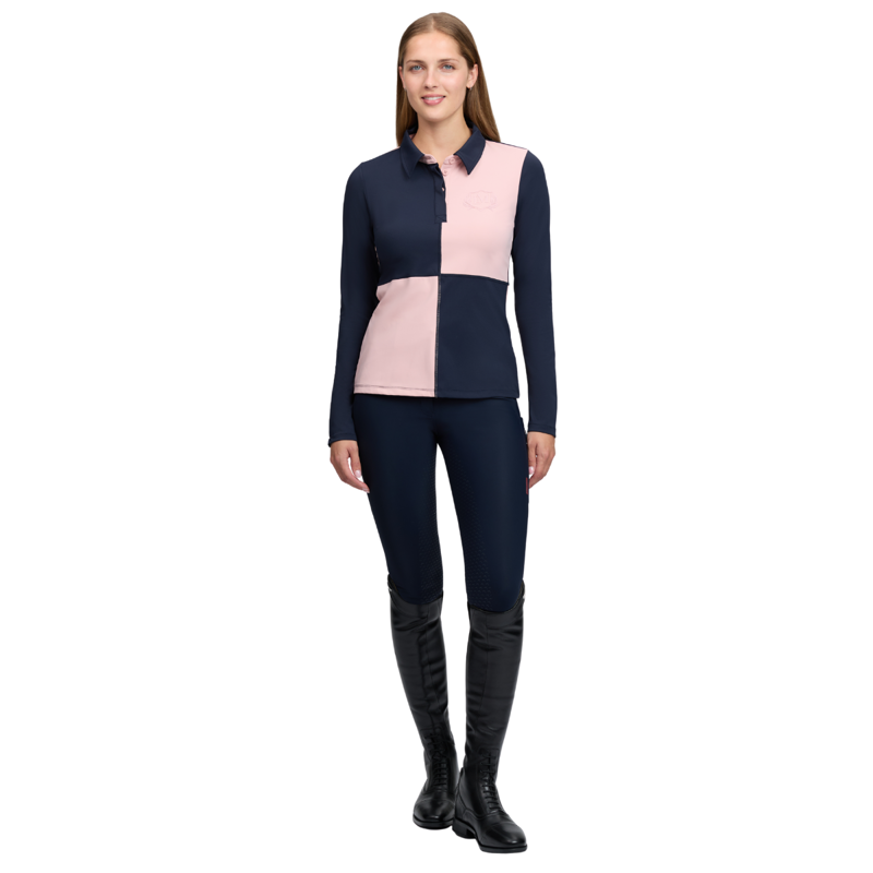 LeMieux Harlequin Rugby Shirt Base Layer - Petal/Navy-5