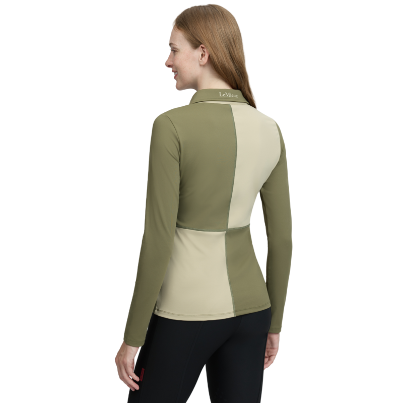 LeMieux Harlequin Rugby Shirt Base Layer - Willow/Pear-4