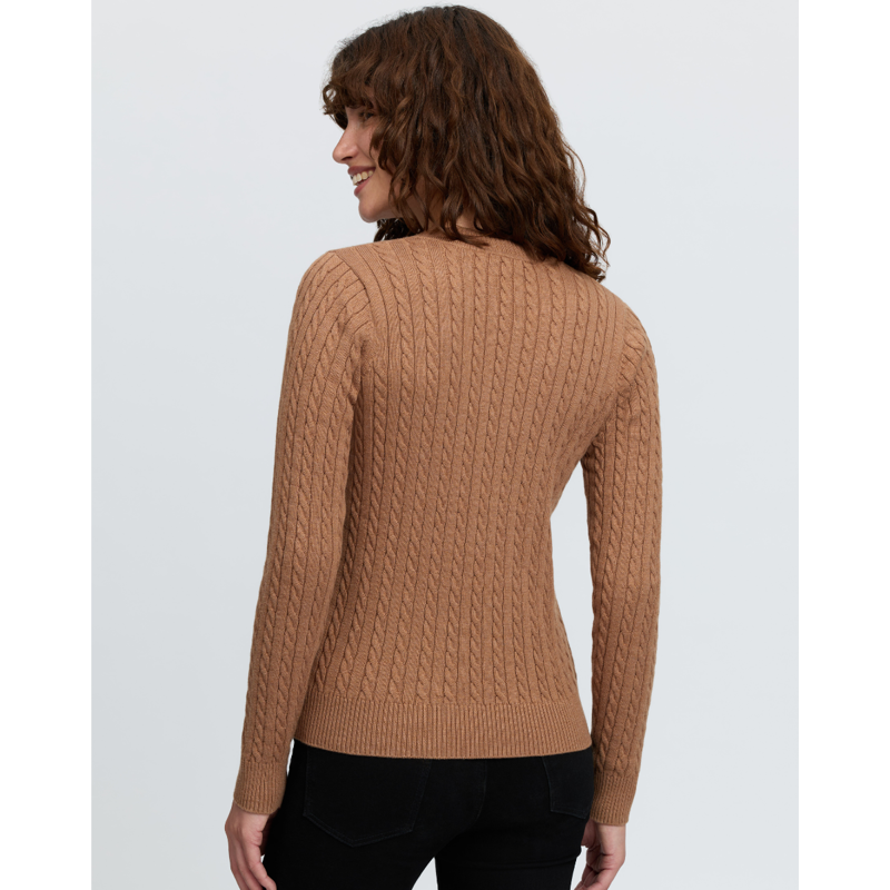 LeMieux Cora Cable V-Neck Knit Jumper - Caramel-1