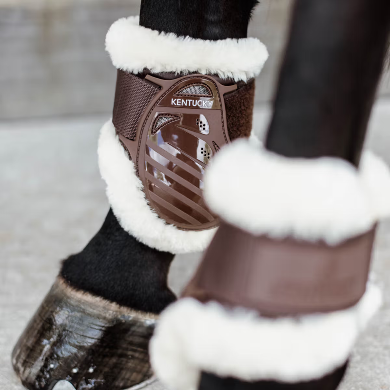 Kentucky Vegan Sheepskin Young Horse Fetlock Boots - Brown-4