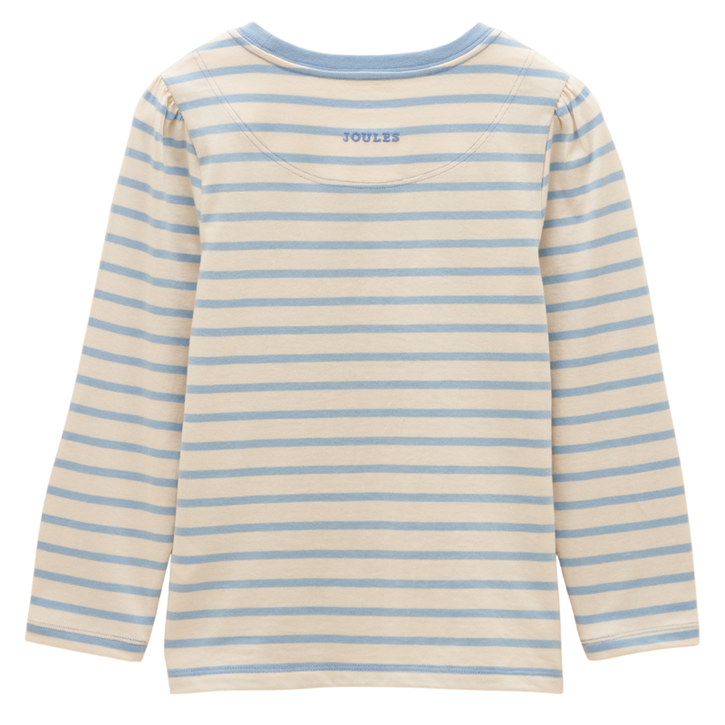 Joules Girls' Ava Applique Long Sleeve T-Shirt - Blue Stripe-1