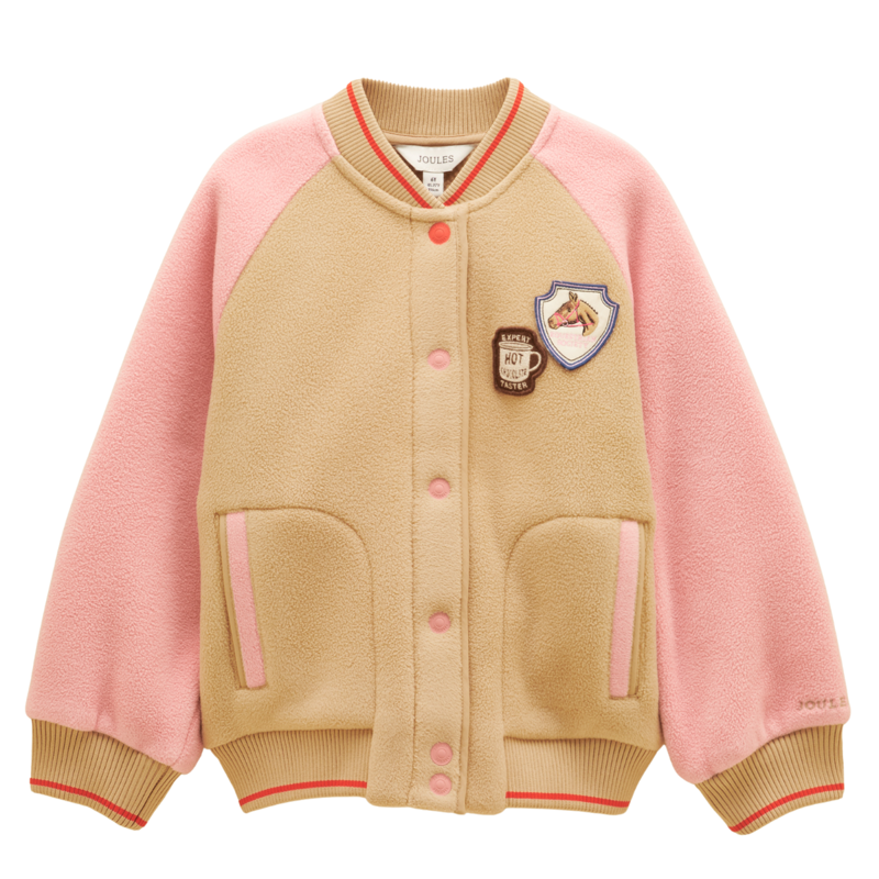 Joules Girl's Camden Fleece Bomber Jacket - Pink