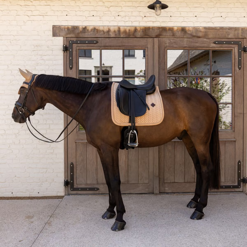 Kentucky Mini Pearls Velvet Dressage Saddlepad Full - Beige-3