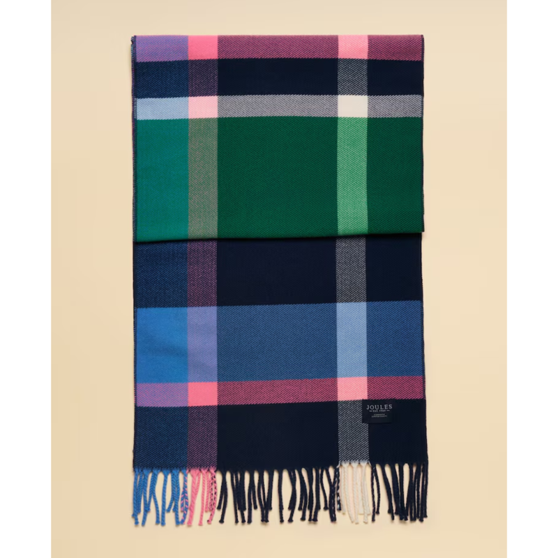 Joules Ladies Langtree Scarf - Navy/Pink Check-4