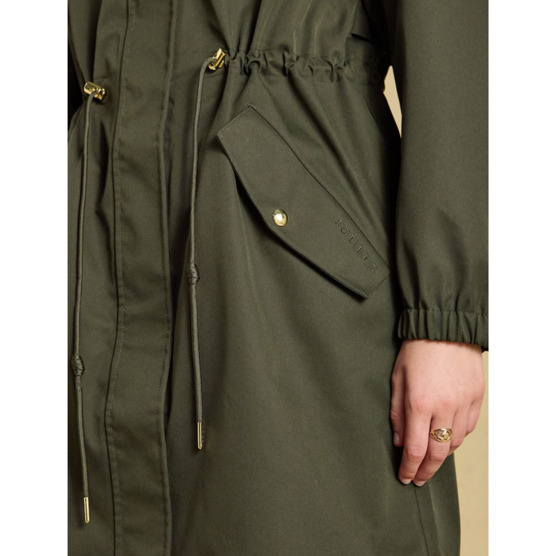 Joules Ladies Stormwell Hooded Waterproof Raincoat - Green-6
