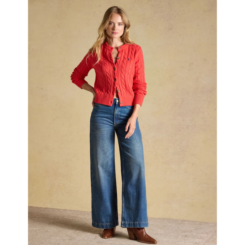 Joules Ladies Cable Cardigan - Red-8