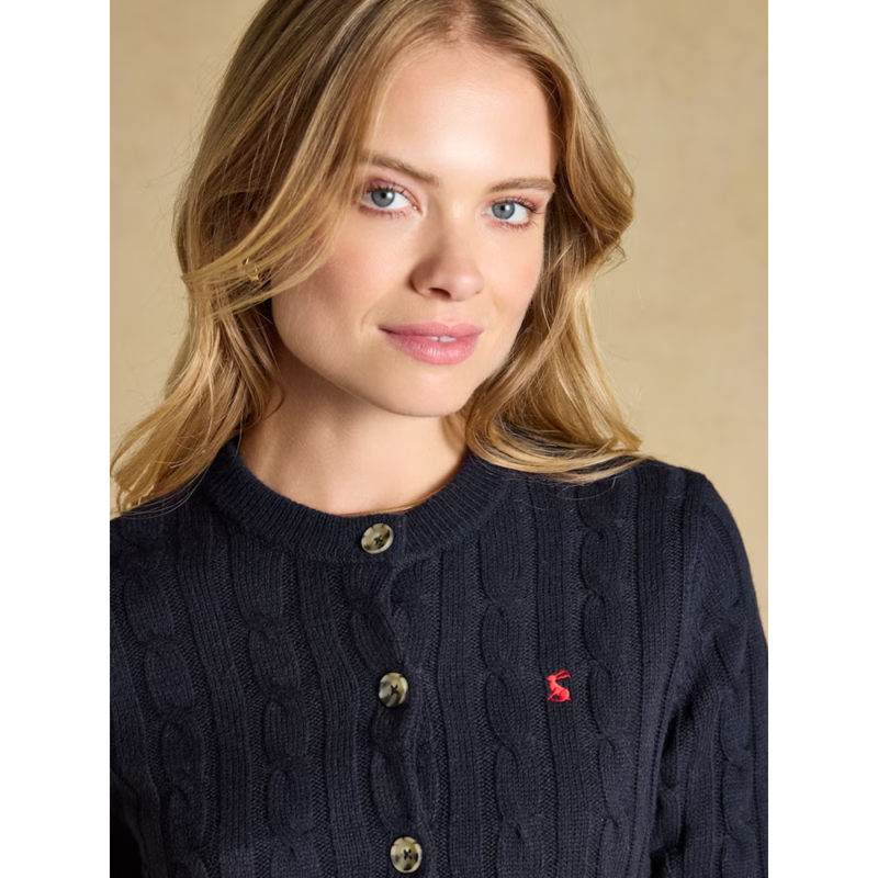 Joules Ladies Cable Cardigan - Navy-2