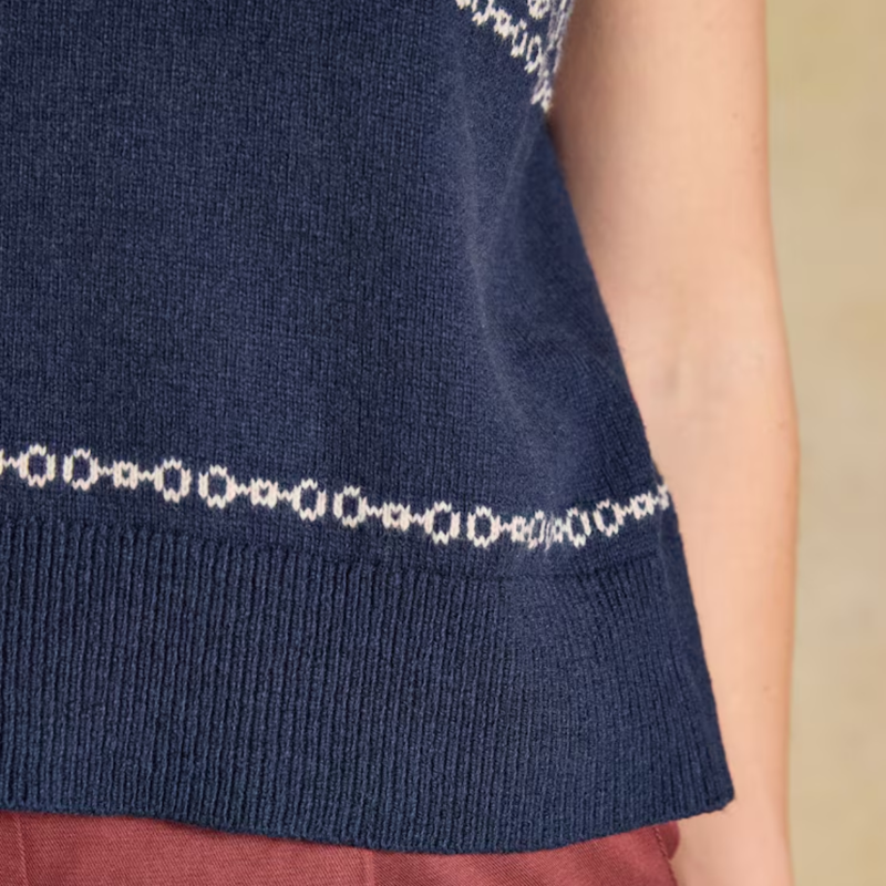 Joules Ladies Horse Icon Knit Vest - Navy-4