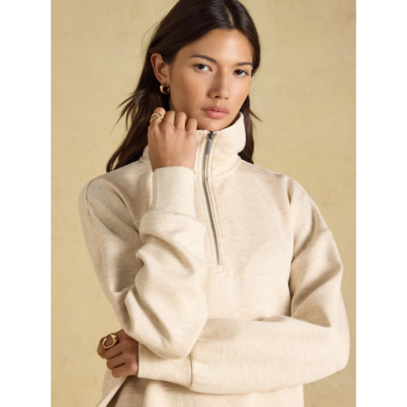 Joules Ladies Luxe Club Half Zip Sweater - Oat-2