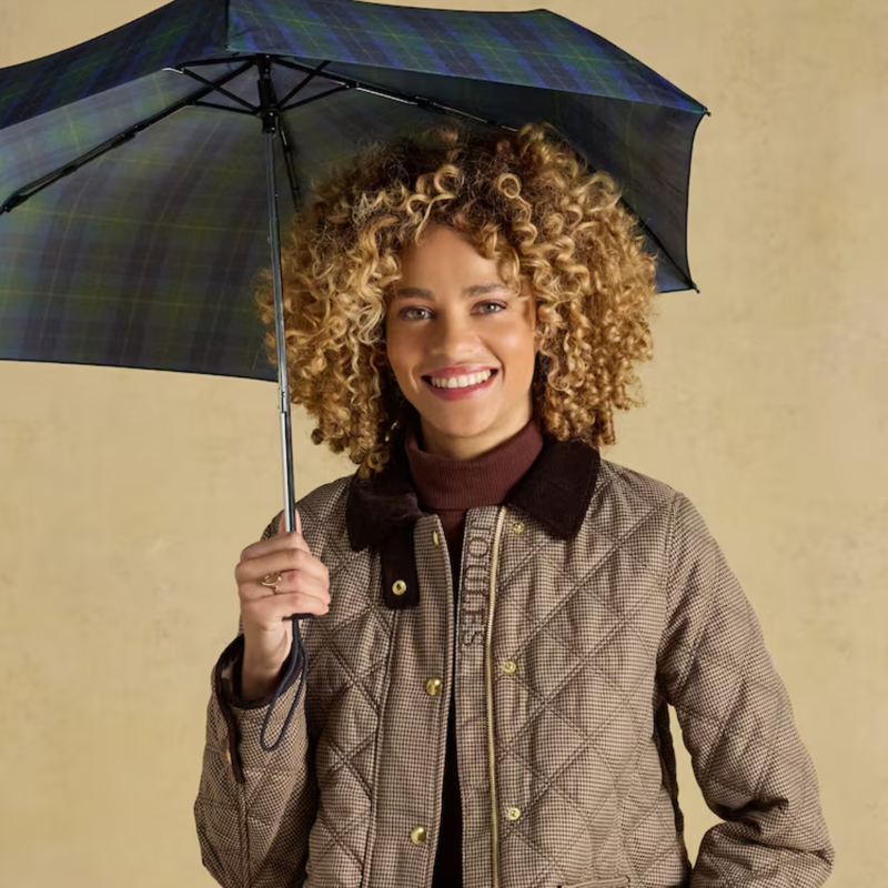 Joules Ladies Umbrella - Blue/Green Check-4