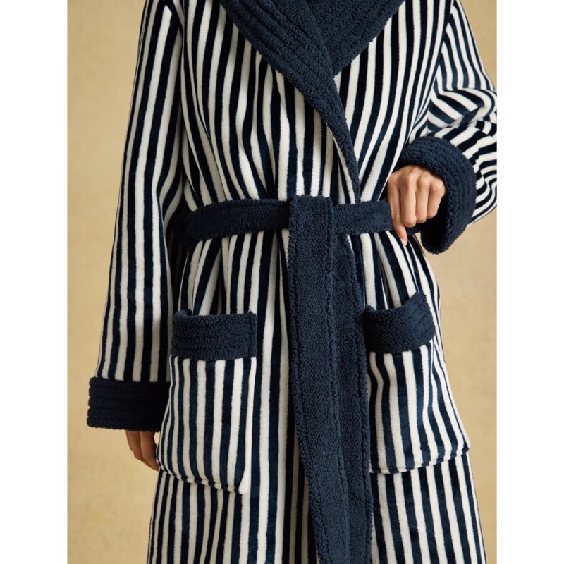 Joules Ladies Matilda Dressing Gown - Navy/Cream Stripe-4