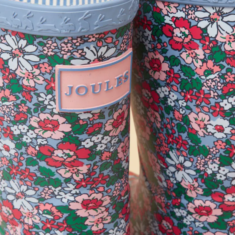 Joules Girls' Welly Print Wellies - Blue Floral-4