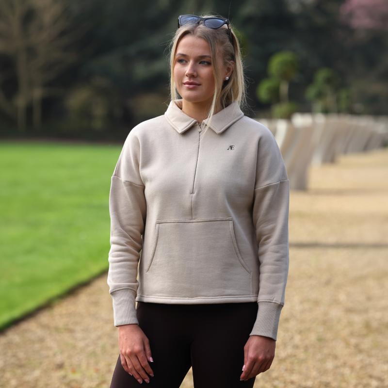Aubrion Equestrian Quarter Zip Sweater - Oat-10