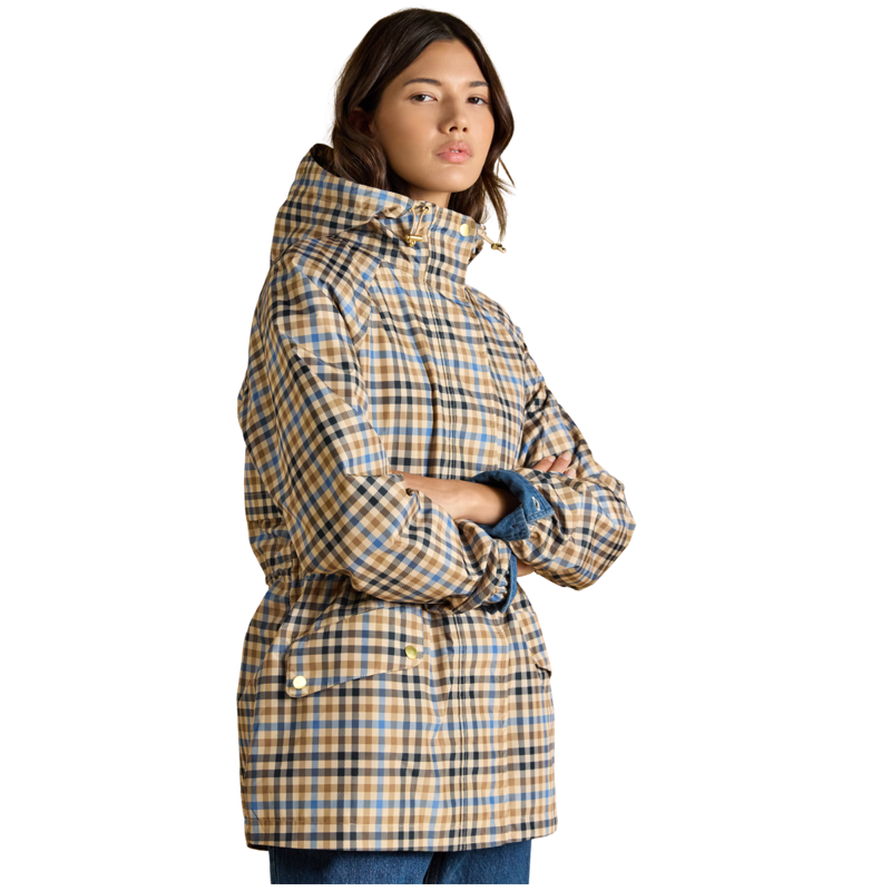 Joules Ladies Everdry Coat - Tan Check-1