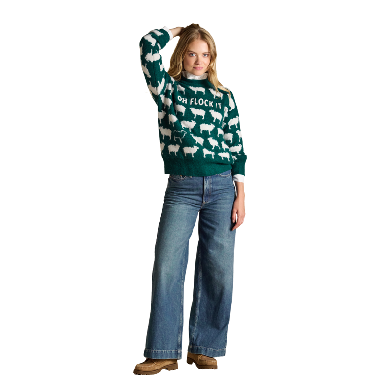 Joules Ladies Flock Knit Jumper - Green-4