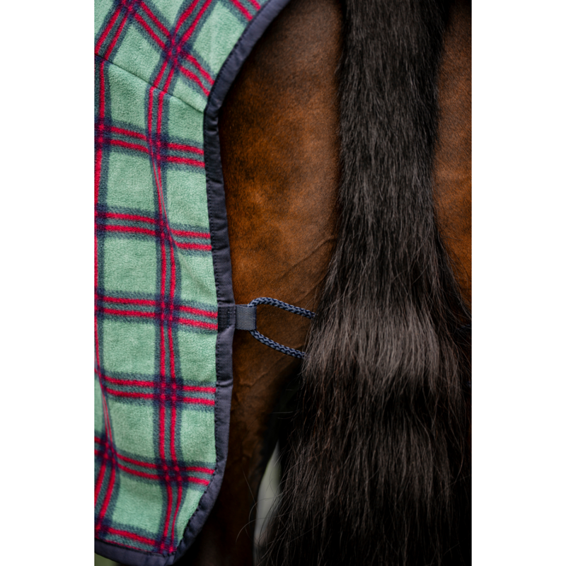 Horseware Rhino Fleece Cooler - Holiday Collection - Green Check/Navy/Red-4