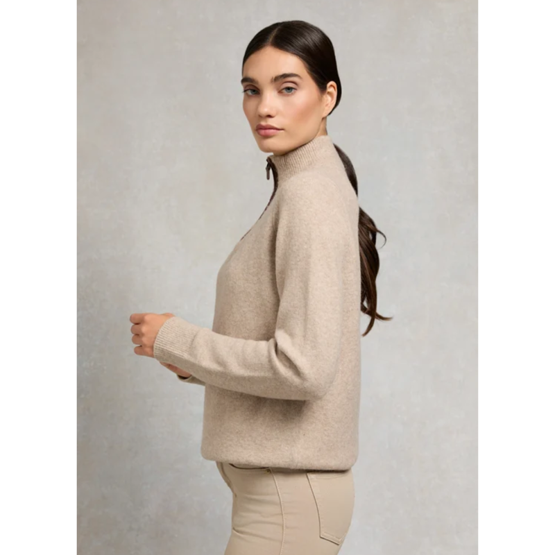Holland Cooper Country Quarter Zip Knit - Oatmeal-2