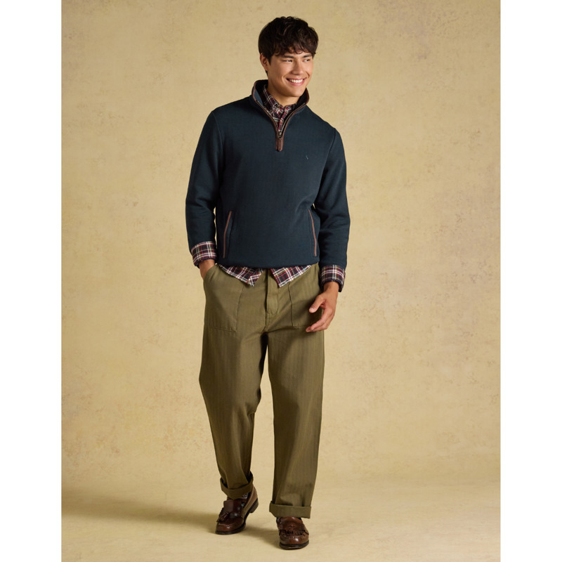 Joules Men's Heritage Herringbone Quarter Zip Sweatshirt - Navy-2
