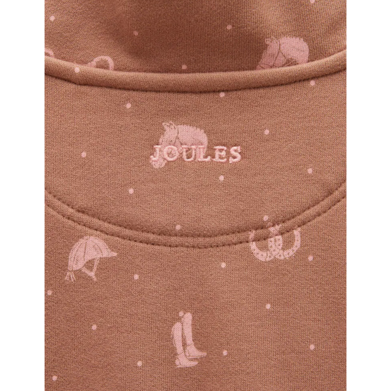 Joules Girls' Kennedy Cropped Quarter Zip Sweatshirt - Chocolate Brown-3
