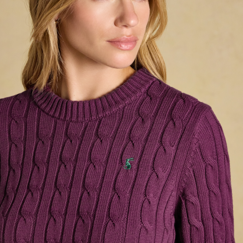Joules Ladies Classic Cable Jumper - Wine-5