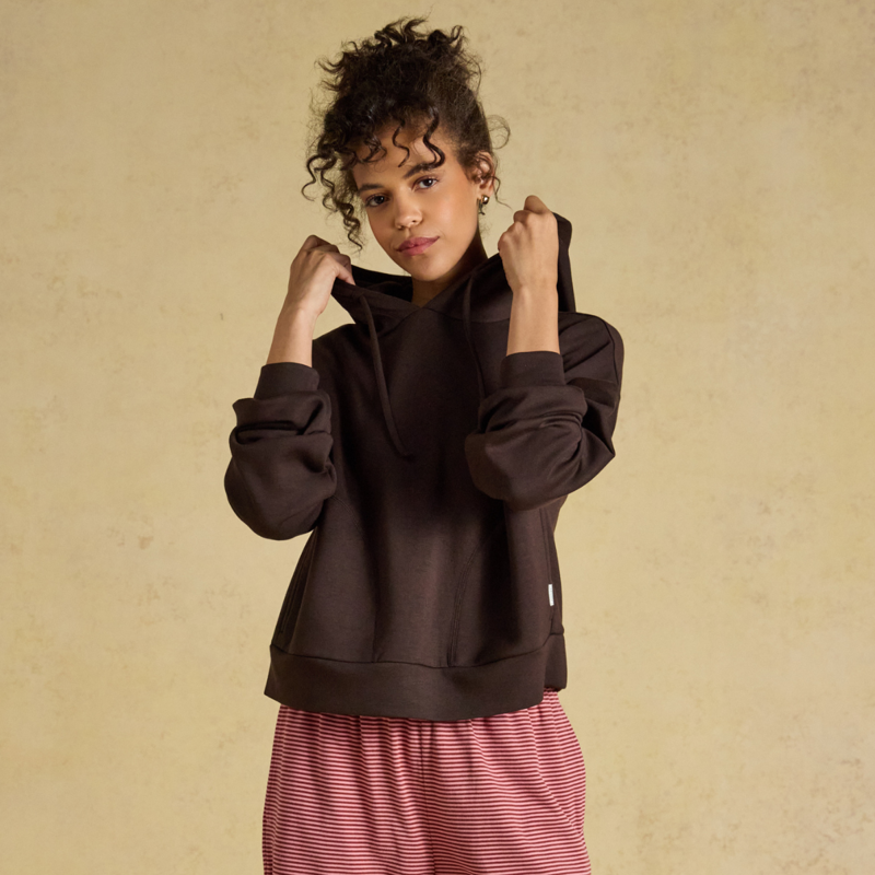 Joules Ladies Luxe Club Hoodie - Chocolate Brown-1