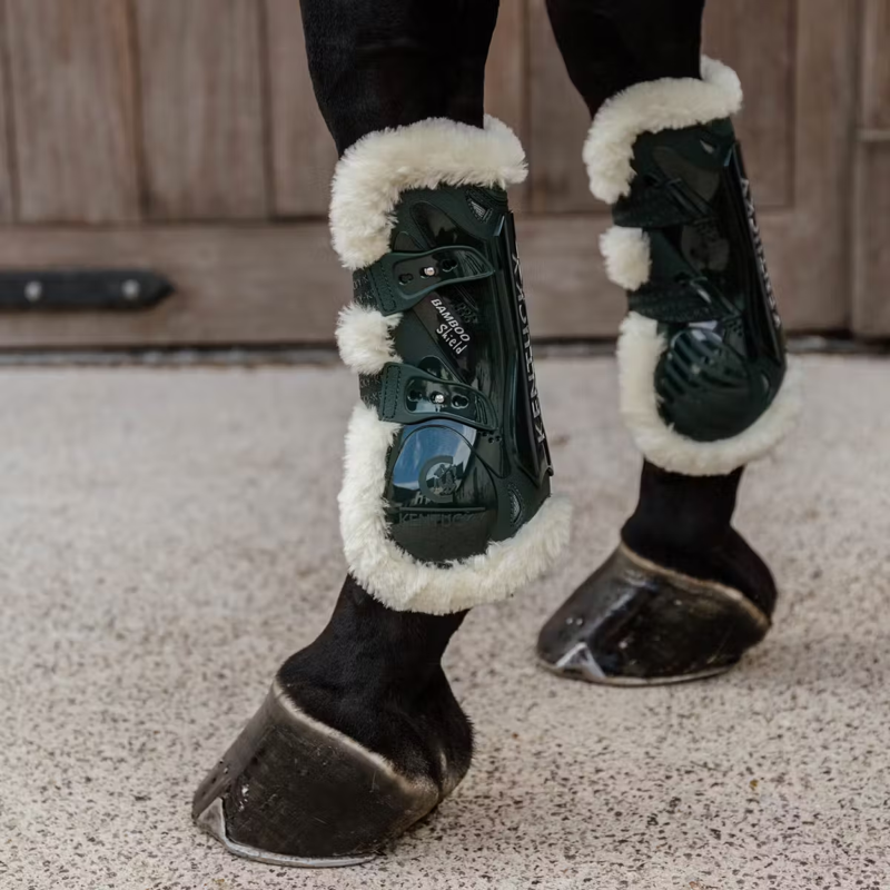 Kentucky Vegan Sheepskin Tendon Boots Bamboo Shield - Dark Green-4